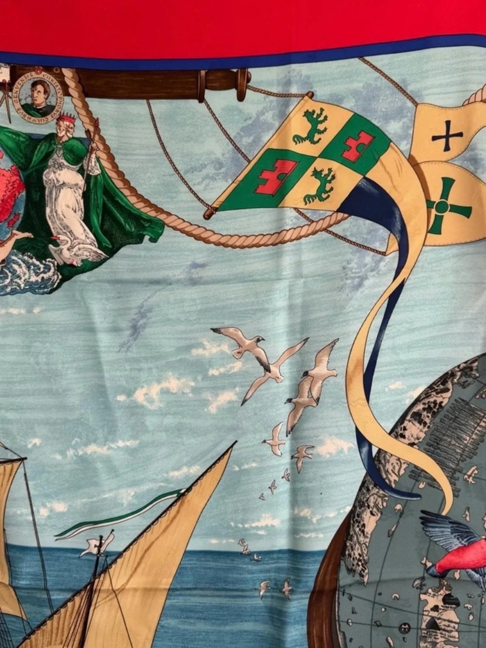 Hermes | Authentic carré titled Christophe Colomb Découvre l’Amérique Silk Scarf